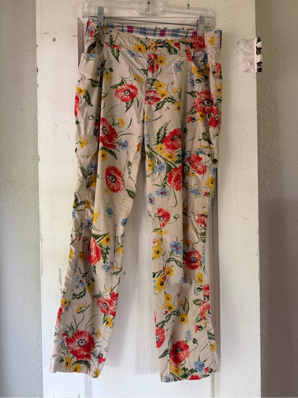 Hei Hei Anthropologie Floral Cargo Pants Size 6 Boho Poppy Print‎ Trousers